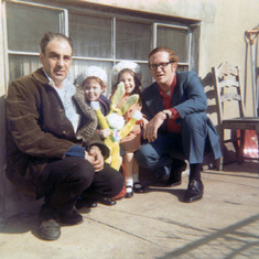 Uncle Pete, Joan, Annette and Dad, Easter Jackson Heights