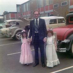 Dad, Annette, Joan, outside Rose's wedding