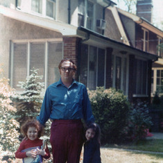 Dad, Annette, Joan outside our Bayside house