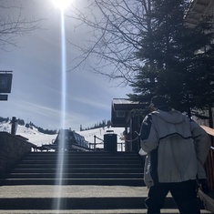 Climbing stairs at Snoqualimie Pass, 3/31/2021. His commitment to exercise, even when he didn't feel well, was inspirational.
