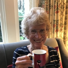 Drinking her daily cup of tea at Erica and Bill’s house in Washington, DC, April, 2018