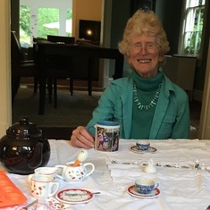 Tea party set up by granddaughters, May 2019, at Erica and Bill’s home, Washington DC