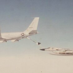 1963 - 1970 B58 being refueled mid-air by a KC135