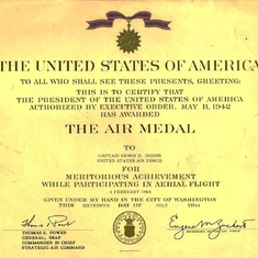 Air Medal Certificate