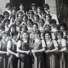 Grade 9 class picture - St. Mary's Academy Winnipeg.  Eileen is 1st on right in 2nd row from top.