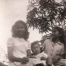 Elaine (right) with nephew John and friend.