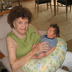Grandma and newborn Gavin. August 2007