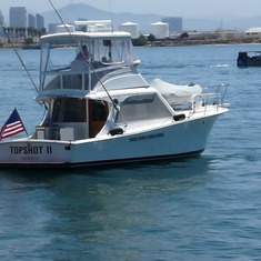Neptune Society boat with Elaine's ashes, Shelter Island San Diego, May 16, 2014.