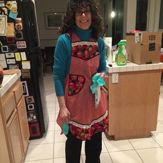Thanksgiving 2015 in San Diego, California, proudly wearing the apron that Genevieve gave her