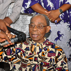 Dad speaking on Thanksgiving service at PCN  Lekki, Lagos on his 90th birthday