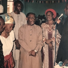 Dad with Eze Aro, HRH Mazi Vincent Ogbonnaya Okoro, CFR, relatives and kids dedicating a gift made to church in honour of Grandma (his mum)