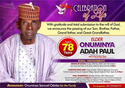 Elder Onuminya Adah Paul