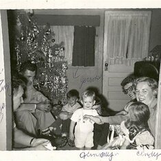 Christmas in Greeley Living room (1954?) Names conveniently supplied by Mom