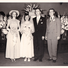 Wedding Day, maid of honor Jean Duggan and best man Bob Larson