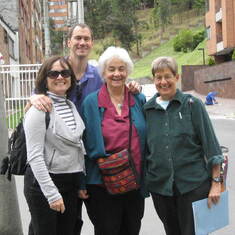 Elena, Anne, Harriet, Geoff in Bogota as close as we could get to Elena and Anne's childhood home