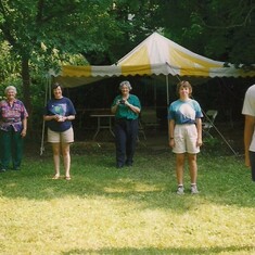 Clowning around-- Anne's SW graduation party 1996