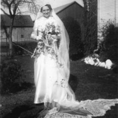 Elfrieda in her wedding gown