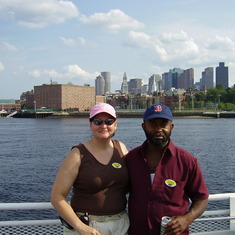 We went to Boston on vacation this is us on the Harbor