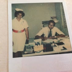 Daddy at work with his Matron Mrs Mercy Obonna his sister-in-law