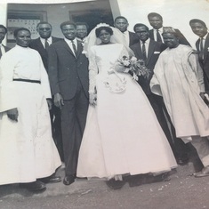 Daddy and Mummy with some Dengramites. Beside daddy is Late Bisop Nwankiti and just behind Mummy is daddy's very good friend late Dr. A Nnubia.