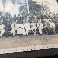 Last row Standing fourth from the right is Daddy as part of the Association of Medical Students of Nigeria in the 50s.