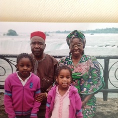 Daddy and Mummy with Adaeze and Iku at Niagara Falls Canada in 2003