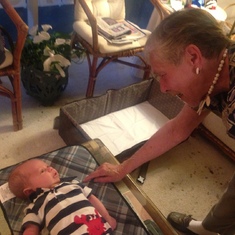 Granny Liz "conversing" with baby Christopher Lewald in Rockville, MD