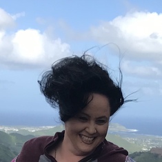 My beautiful sister’s hair in the wind