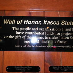 Wall of Honor at Itasca State Park, Jacob Brower Visitors' Center
