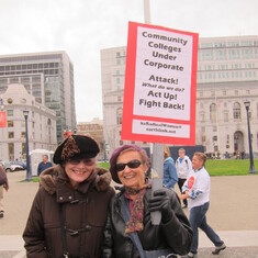 Ellen and Betty Dvorson standing up for City College of San Francisco