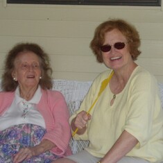 Nanny and Ellen on porch 2005