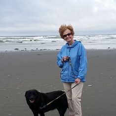 Mom and Ozzie at the beach