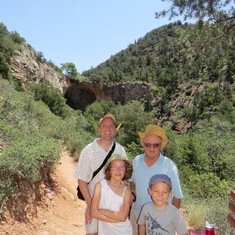 Ellion, Kevin, Emma, and Ryan hiking Tonto Bridge in 2015