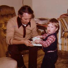 With nephew Nat - Christmas 1981