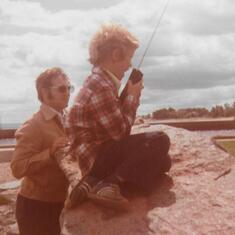Ellion & Kevin trying to talk to a ship - Duluth, MN - Aug 1978