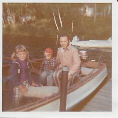 Sherida, Kevin & Ellion Boating at Borden Lake, Garrison, MN - Aug 1973