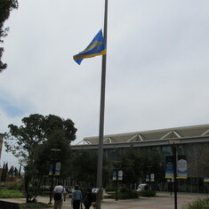 May 2, 2019- UCLA flag flies at half mast to honour Prof. Nketia & 3 other departed Profs