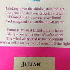 A poem Julian wrote.