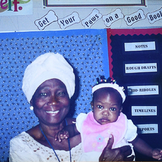 Mummy with her grandchild (Morenike) at Kemi's school