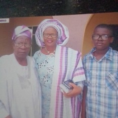 Daddy his wife(Mrs Olayemi Ogunbor) and Daddy's last child Precious Ogunbor.