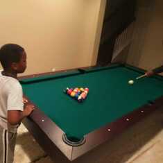Daddy playing snooker with Ethan