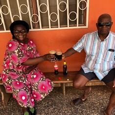Daddy and Mrs Clara Anyangwe, drinking to the completion of one of mama Clara’s very challenging tasks while in Yaoundé 2021
