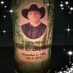 Eric’s candle from the funeral home