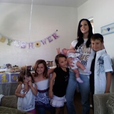 Erica and all our kids and Justines shower. 2009
