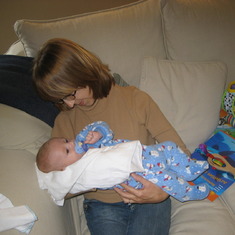 Auntie Erika loving her newest nephew, Cooper.