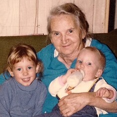 Erin and Sara with Grandma 1980