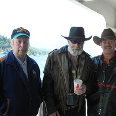 Garry Clifford, Ernie and Scott on the ferry to Sechelt British Columbia