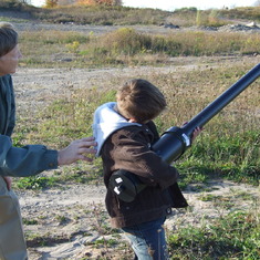Shooting the potatoe gun grandpa and the boys built - Oct 2010