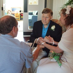 5th Wedding Anniv at hospice. "A 3-strand cord is not easily broken". Jesus holds us together.