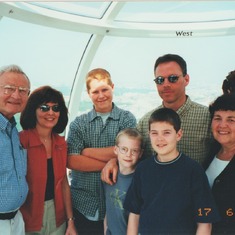 Ernie, JoAnn and family in London Eye, 2000
